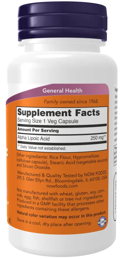 NOW Foods - Alpha Lipoic Acid, 250mg - 60 vegan capsules Now Foods