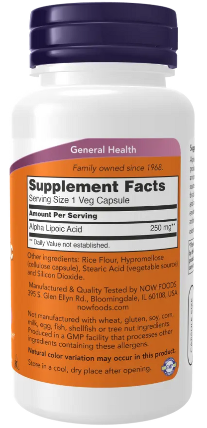 NOW Foods - Alpha Lipoic Acid, 250mg - 60 vegan capsules Now Foods