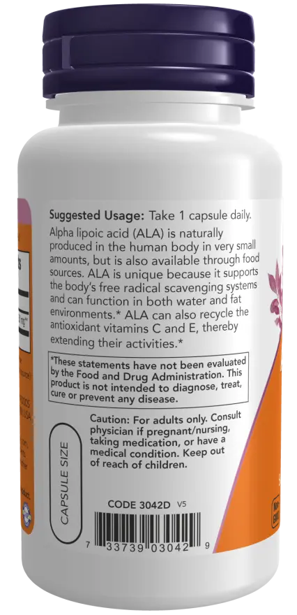 NOW Foods - Alpha Lipoic Acid, 250mg - 60 vegan capsules Now Foods