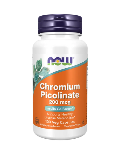 NOW Foods - Chromium Picolinate, 200mcg - 100 vegan capsules Now Foods