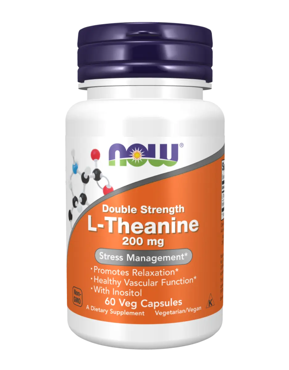 NOW Foods -  L-Theanine, 200mg - 60 vegan capsules Now Foods