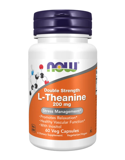 NOW Foods -  L-Theanine, 200mg - 60 vegan capsules Now Foods