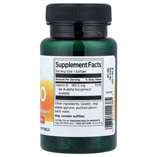 SWANSON VITAMIN E 400IU 60 capsules SWANSON